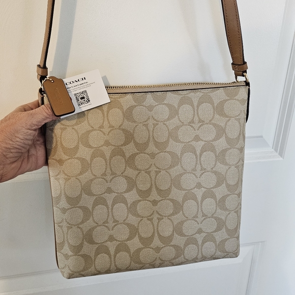 Coach Khaki Saddle Rowan File Bag - Picture 2 of 4